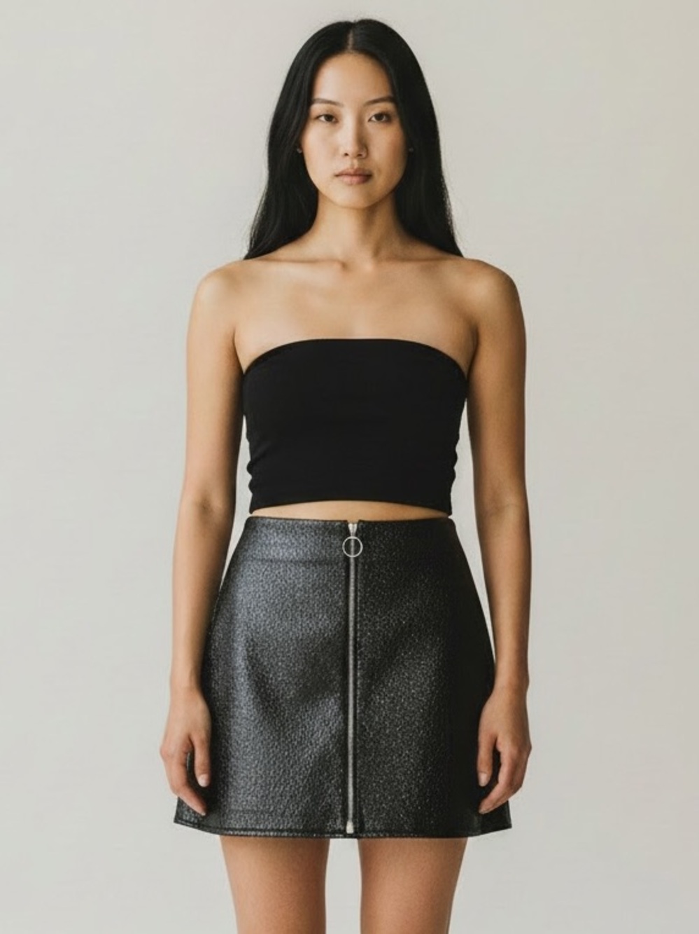Maje faux leather zip up black mini skirt indie sleaze y2k dark feminine medium